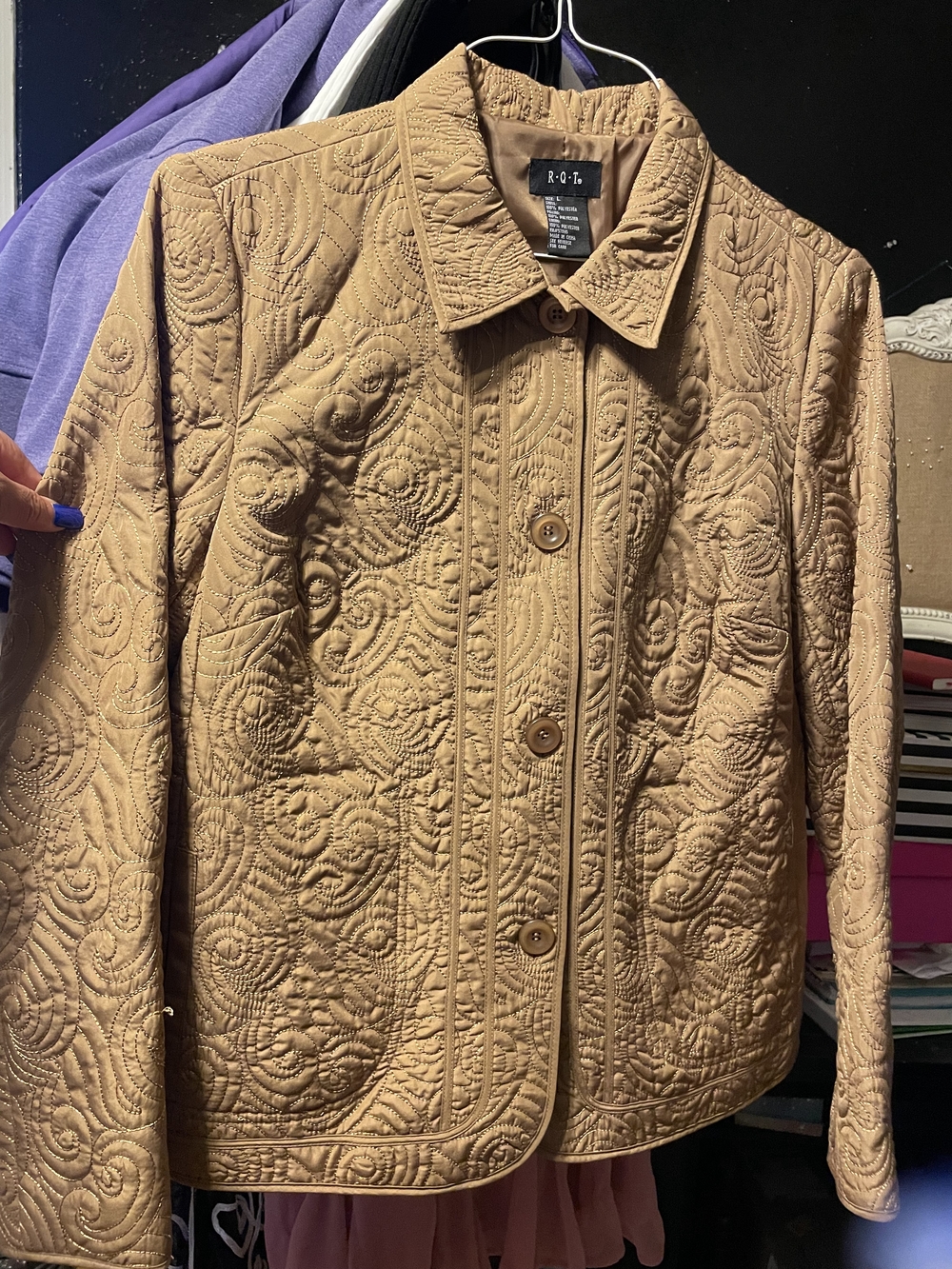 Quilted Tan Jacket - Women's Button Front Coat